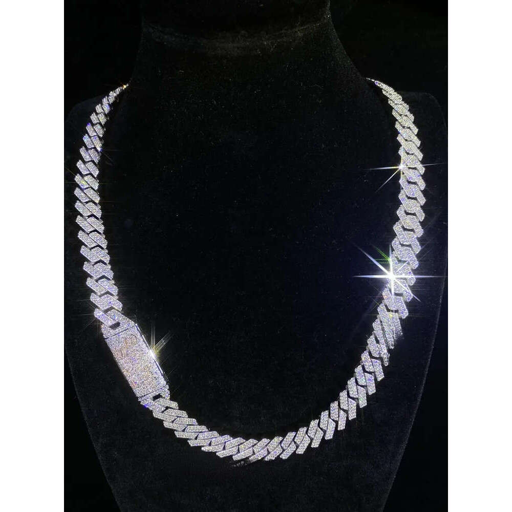 Miami Custom Name Clasp 14mm Moissanite Cuban k Chain VVS Pass Men's Necklace Bracelet Set White Gold Plated Jewelry