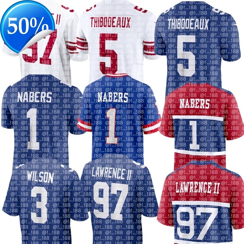 Russell Wilson Malik Nabers Wan'Dale Robinson Cam Skattebo Jaxson Dart Abdul Carter Kayvon Thibodeaux Brian Burns Dexter Lawrence II NFL Giants Football Jersey