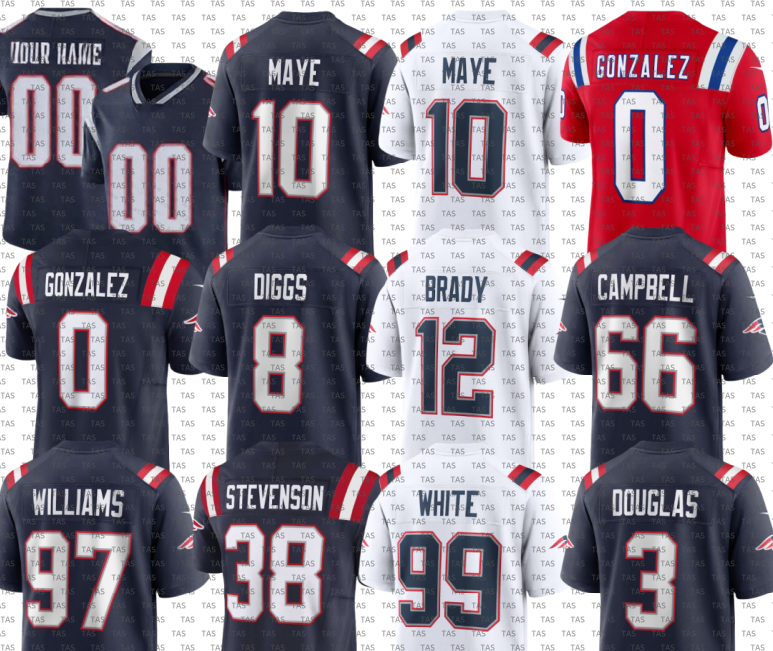nfl Patriots Jersey Tom Brady Rob Gronkowski Tedy Bruschi Randy Moss Drake Maye Christian Gonzalez Stefon Diggs Will Campbell Rhamondre Stevenson Keion White
