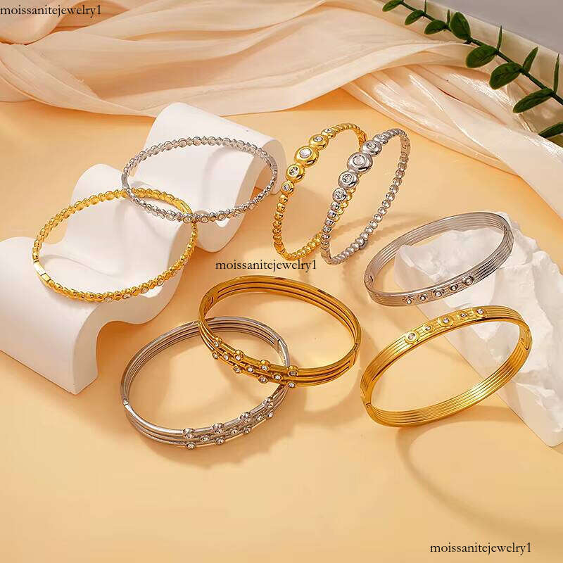 Fashion Designer sterling silver Jewelry Gold-Plated Waterproof Fine Geometric Bracelet & Bangle