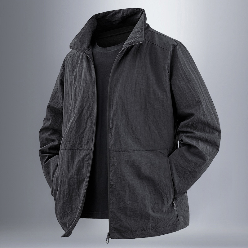 C100404 Autumn and Winter Men's Zipper Stand Collar Sweater Retro Earth Color Hoodie Women