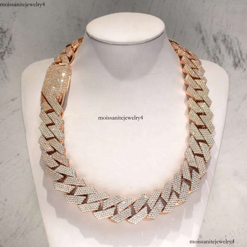 Buss Down Thicker 22mm Heavy Solid Sterling Sier Iced Out Moissanite Cuban Link Chain