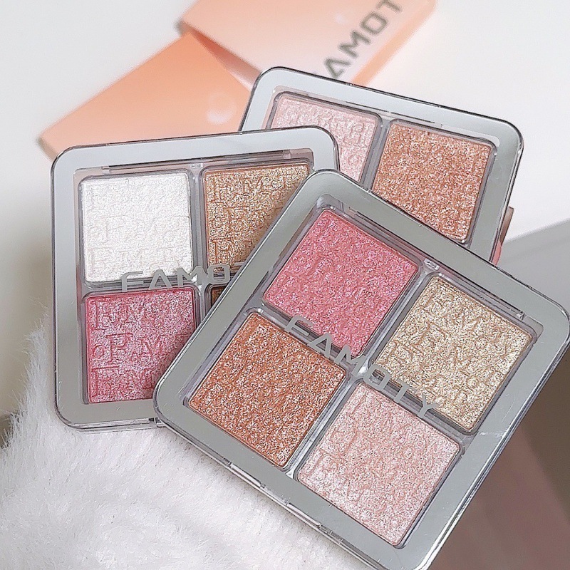 Backstage Highlight 4-Color Skin Tone Three-Dimensional Long-Lasting Glitter Highlighter Face Brightening Contour Palette ddmythur
