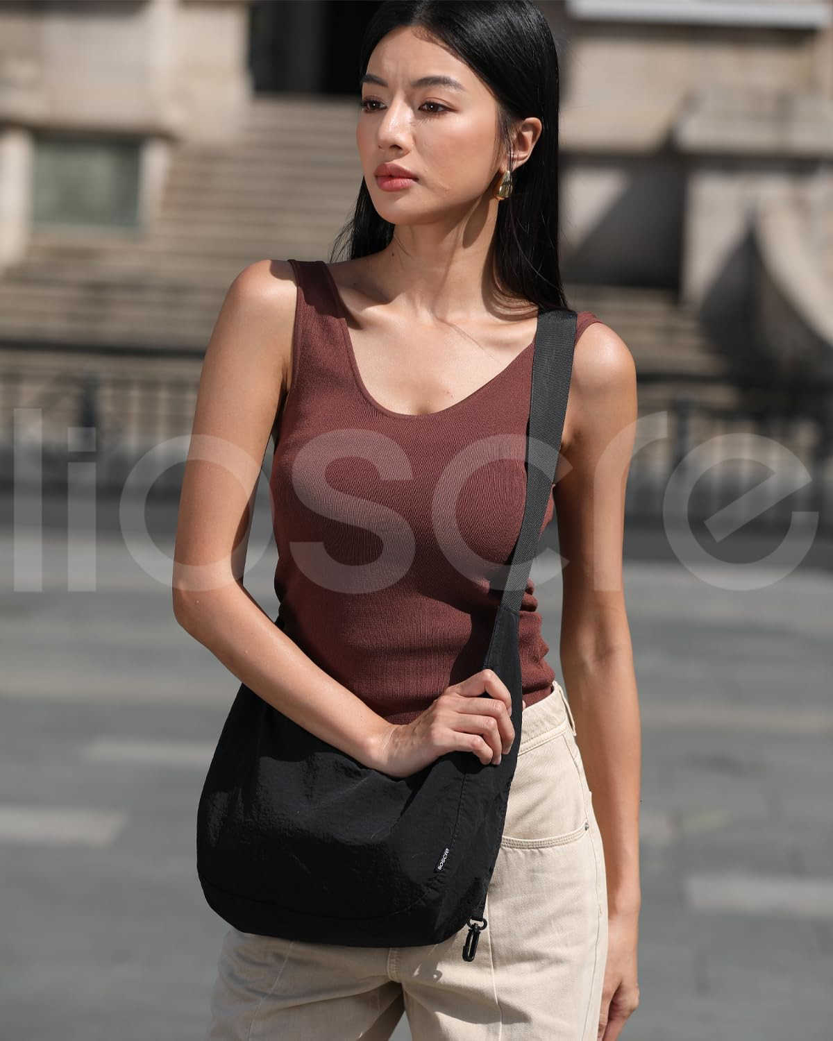 Medium Crossbody Crescent Bag for Women Men Trendy Nylon Crossbody Hobo Bag with Adjustable Strap and Inner PocketsW250930