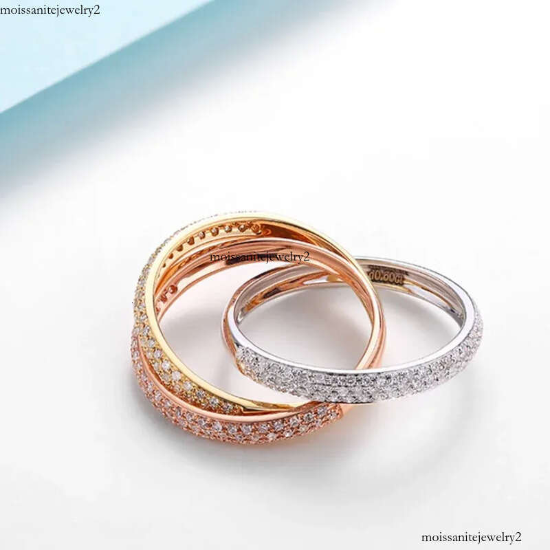 Rulalei Brand Gorgeous Three Color Wedding Rings Jewelry Sterling Sier Rose Gold White Pave Micro 5A Zircon CZ Dia Party Women Cross Band Ring Gift