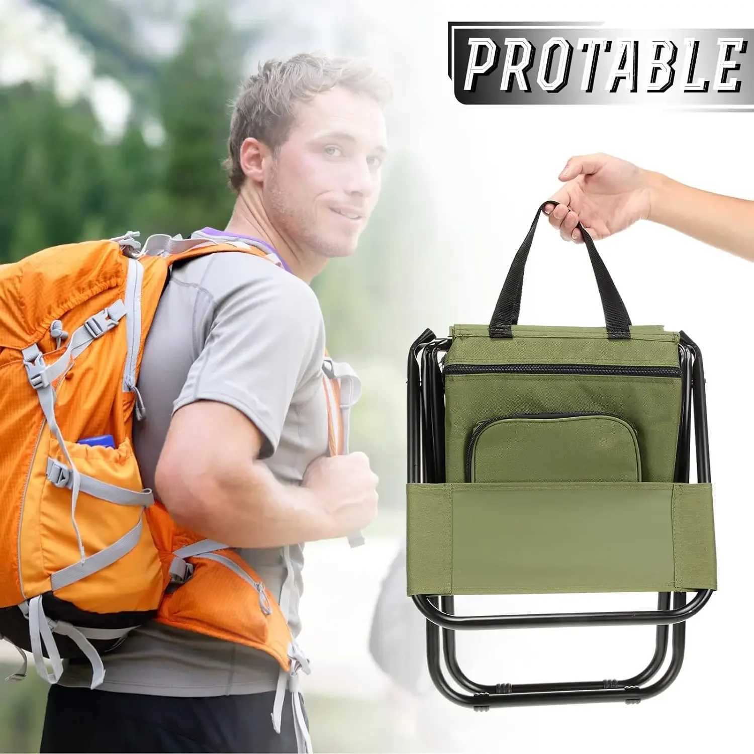 Fishing Stool Detachable Portable Folding Chair Beach Camping Chair with Cooler Bag Backrest Lightweight Outdoor Folding Chair J250930