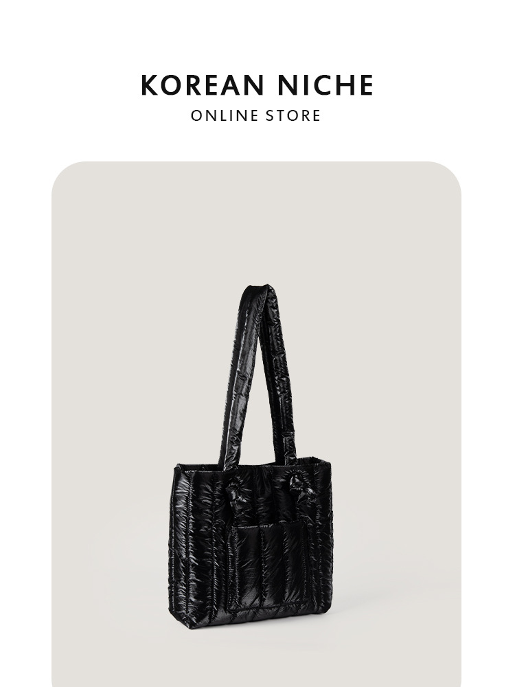 Fashionable Autumn/Winter New Korean-Style Down Cotton Jacket, Small-Batch Design Single-Shoulder Handbag Large-Capacity Commuting Tote Bag