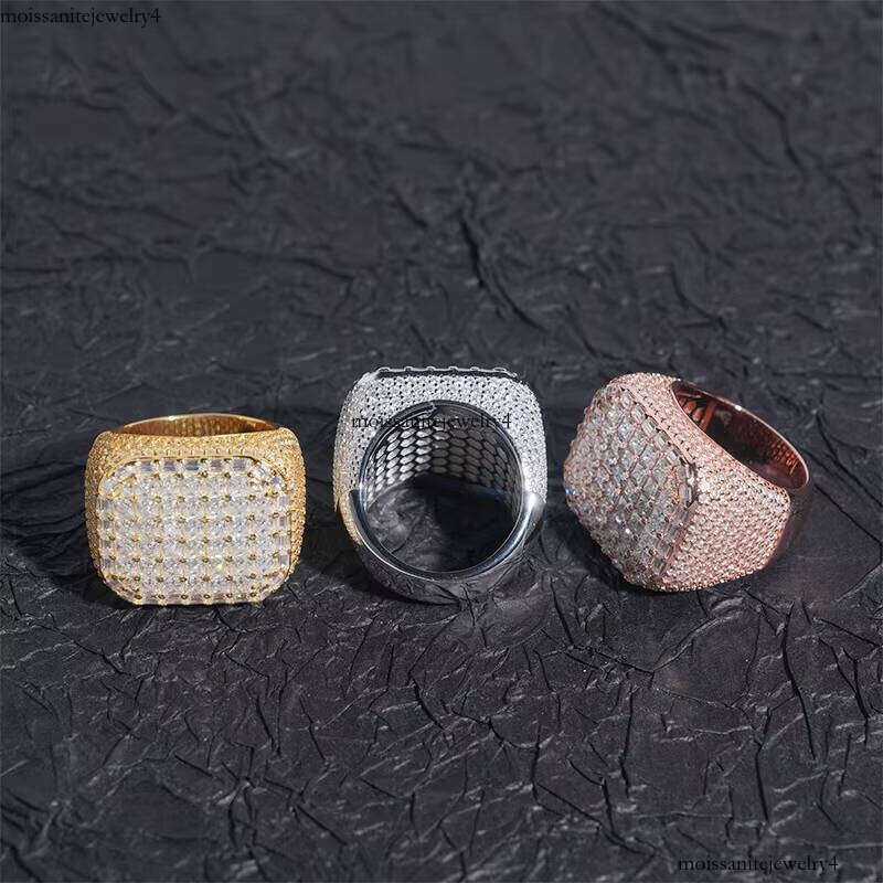 Luxury Hiphop Jewelry Pass Tester Moissanite Cuban S Silver Vvs Dollar Sign Men's Ring