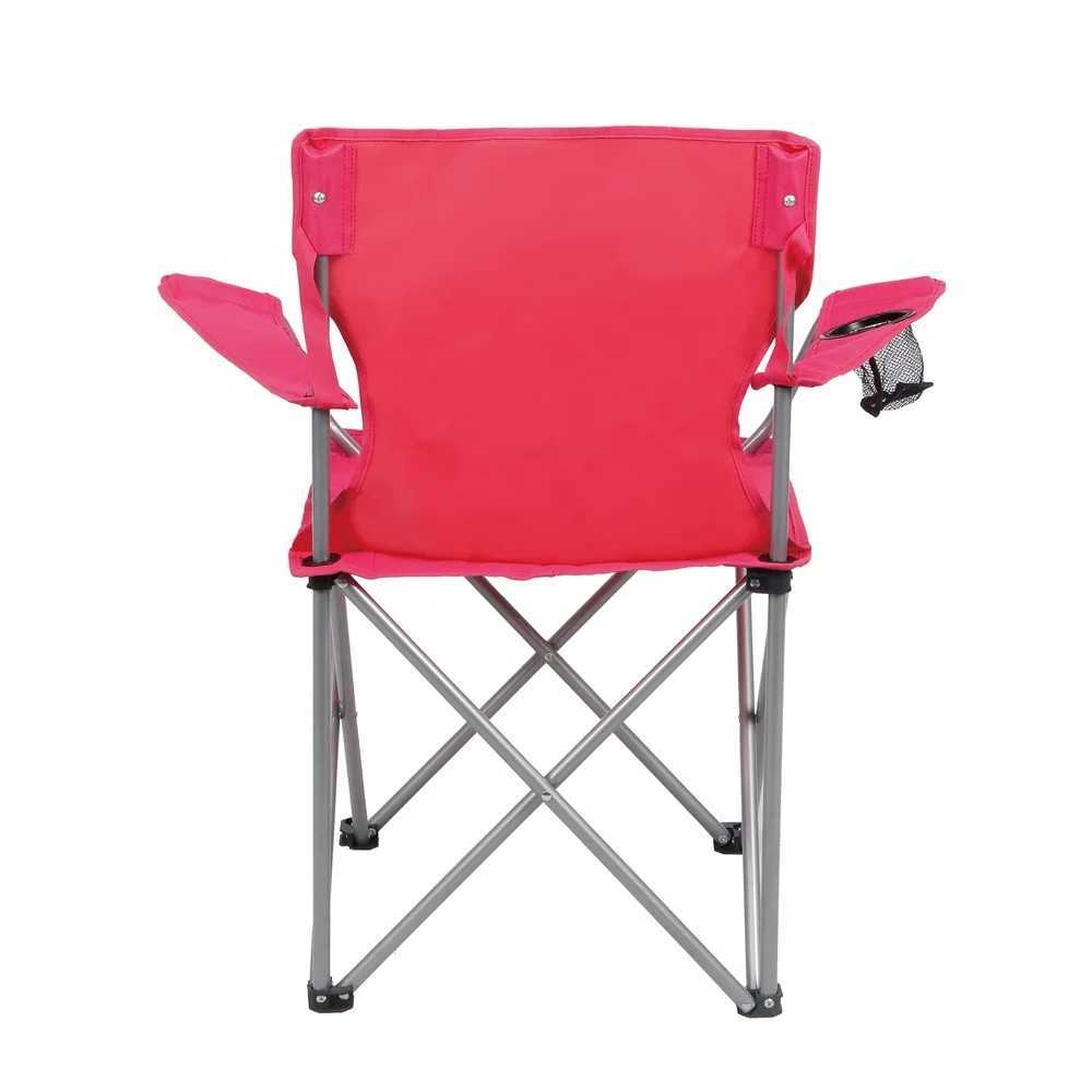Folding Quad Camp Chair Portable Outdoor Seating Steel Frame with Cup Holder Easy Transport Camping Tailgating Games J250930