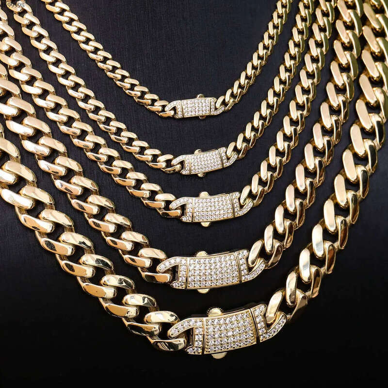 5-12MM 20 inches hollow Chain S 10k 14k hiphop moissanite cuban necklace for fashion men and women