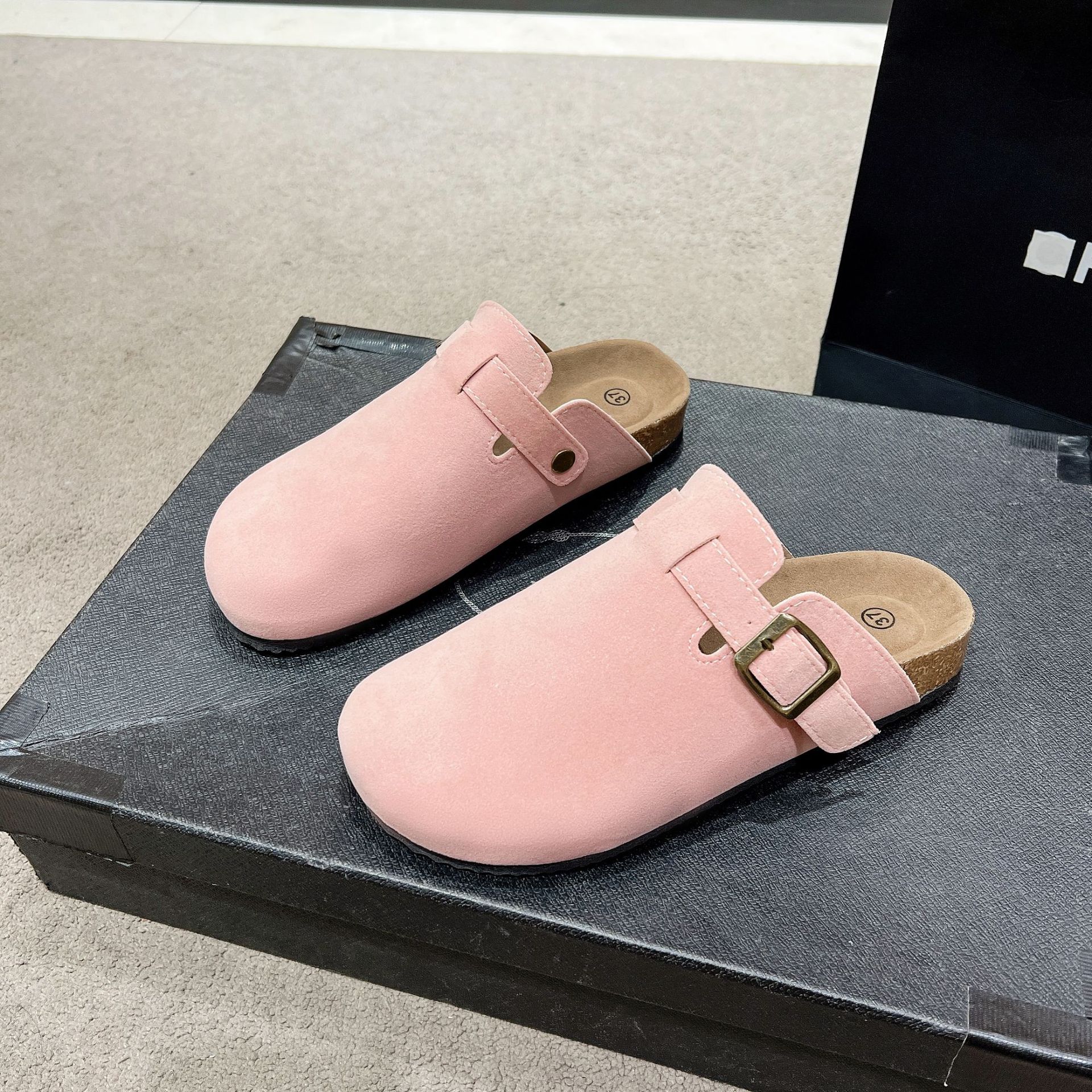 Designer Slide Sandals Womens - Cork Clog Sandals, Genuine Leather Mens Beach Sandals Casual Slippers Clogs for Summer, Unisex