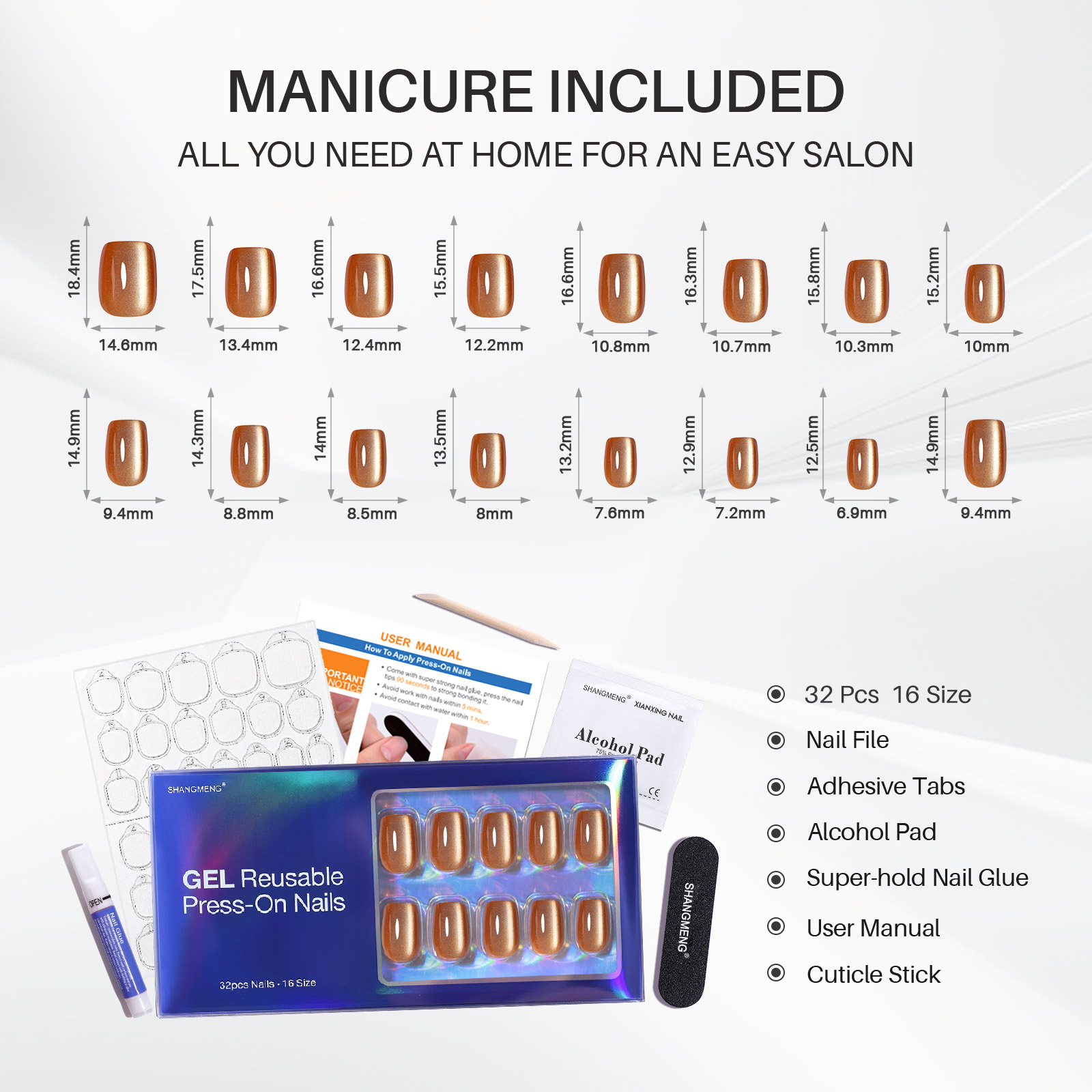 the pressfitting artificial nails showcase a charming brown cats eye effect it features a short square design and is an ideal gift for women in 16 siz