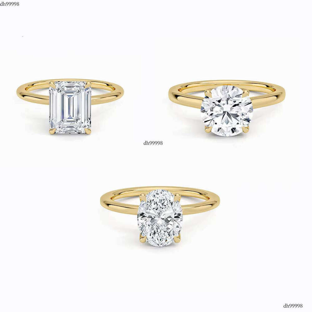 Engagement Wedding Women's Jewelry Gold Plated 14K Solitaire Oval Baguette D Color VVS1 Moissanite 1CT Diamond Ring