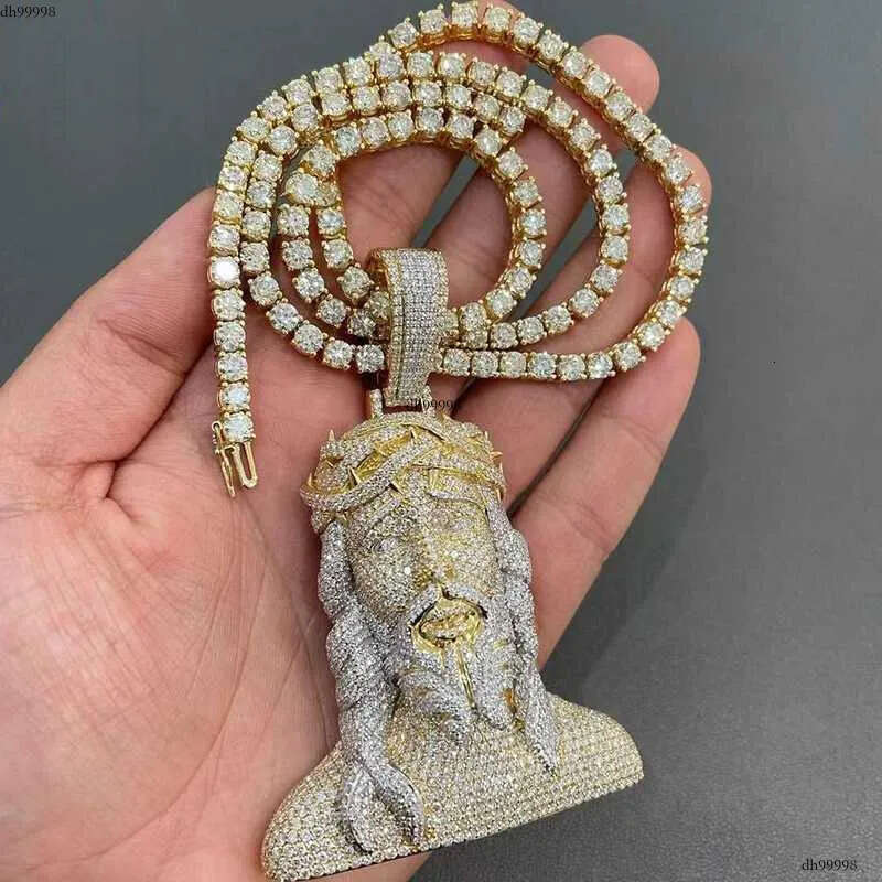 Custom Hip Hop Mens Jewelry Vvs Moissanite Iced Out Jesus Sterg Sier Gold Rapper Pendant Necklace