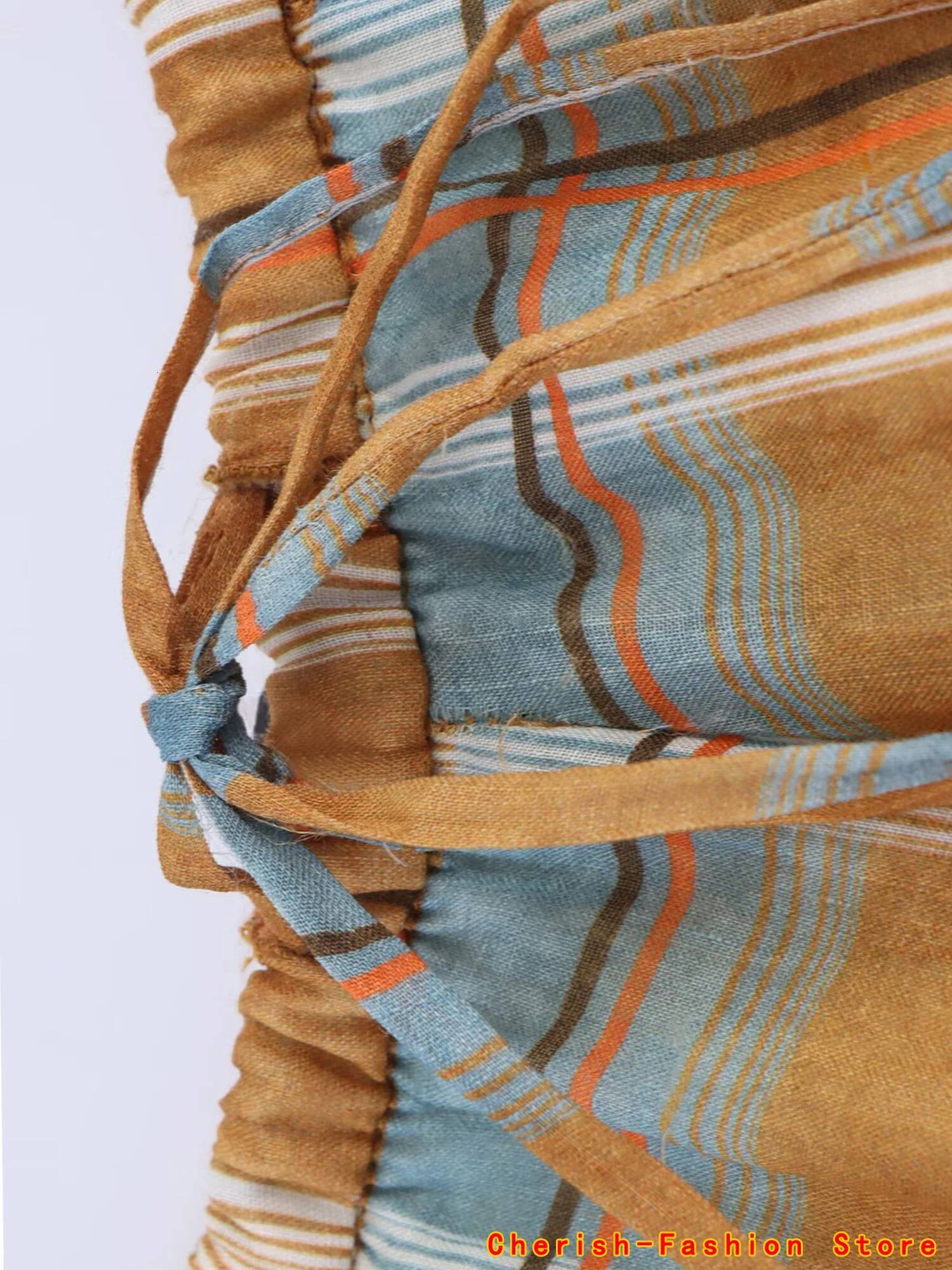 Vintage Casual Chic Women Plaid Pockets Drawstring Straight Loose Pants Fashion 2025 Autumn Holiday Boho Trousers Lantern dongdumaoyi