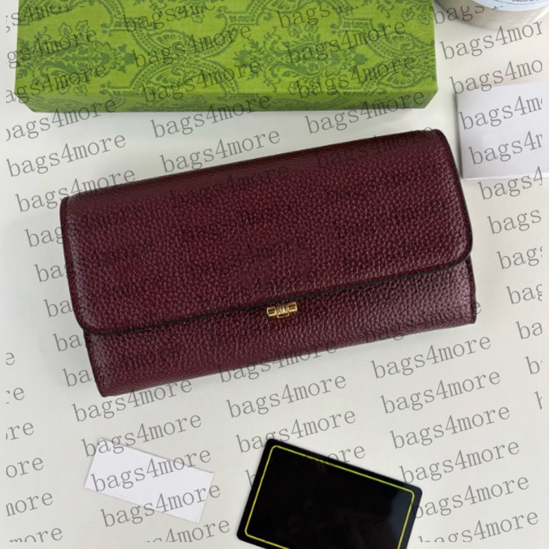 Grainy Leather Long Wallet Sold with Box Solid Color Long Zippy Wallet for Sales