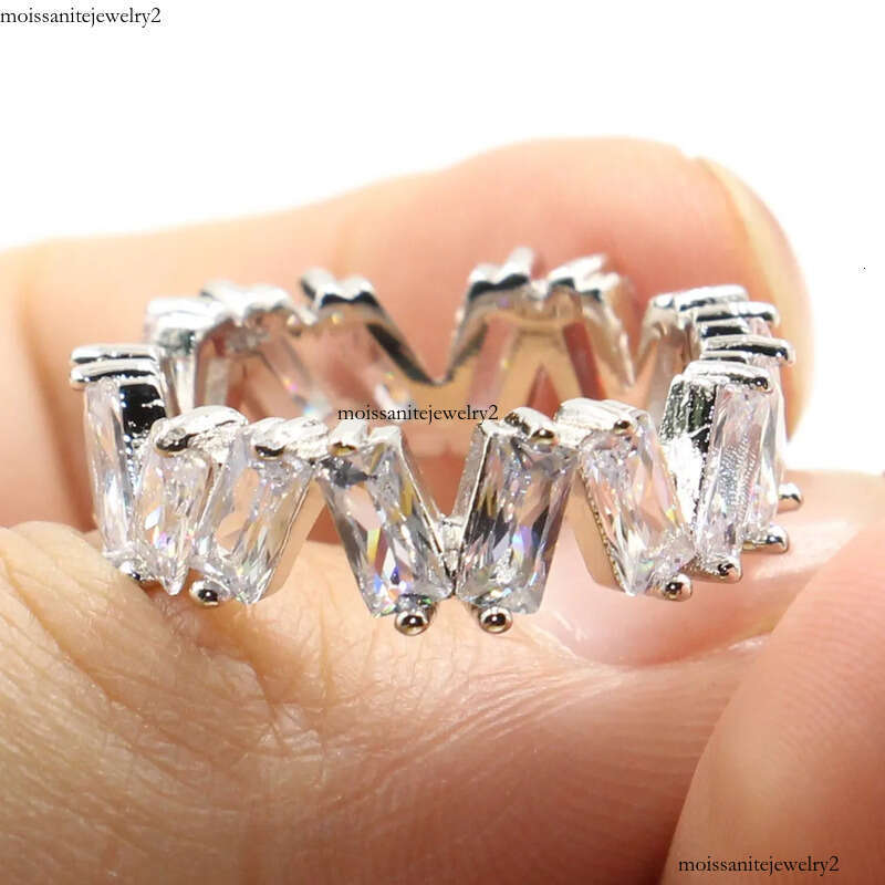 Victoria Wieck Fashion Jewelry Sterling Sier Irregularity Princess Cut White Topaz CZ Dia Party Promise Women Wedding Band Ring