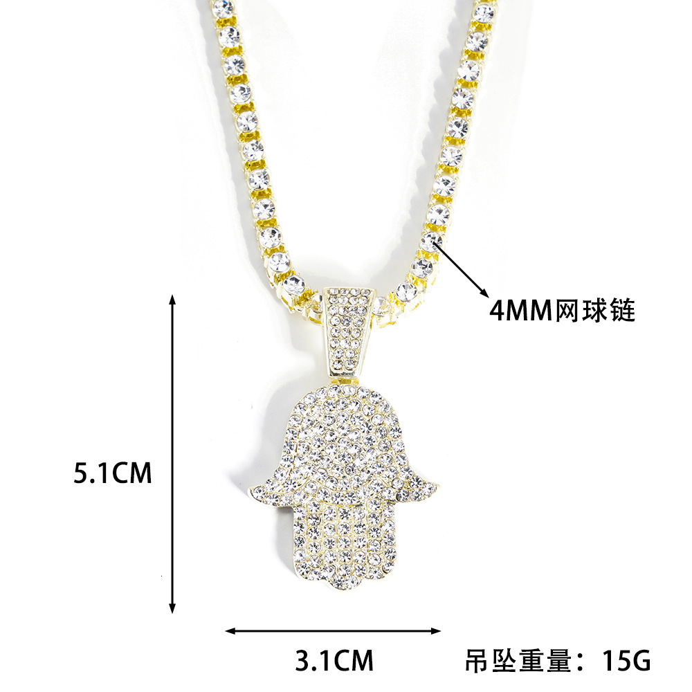 Ice Out Shining Hamsa Hand Pendant Necklace S925 Silver Charm Mens Hip Hop Jewelry Passes Diamond Test 240810