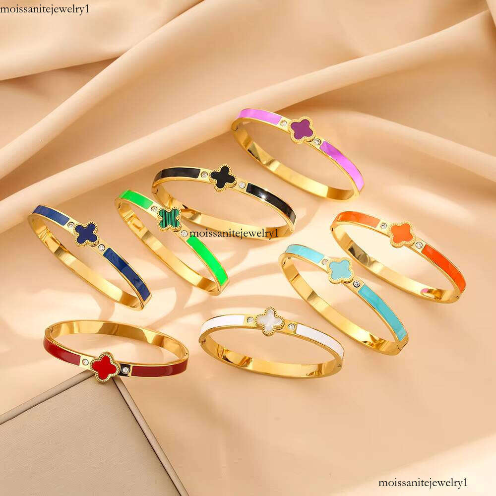 High Quality fashion Sterling silver Jewelry Lucky clover Women's Gold Bracelet