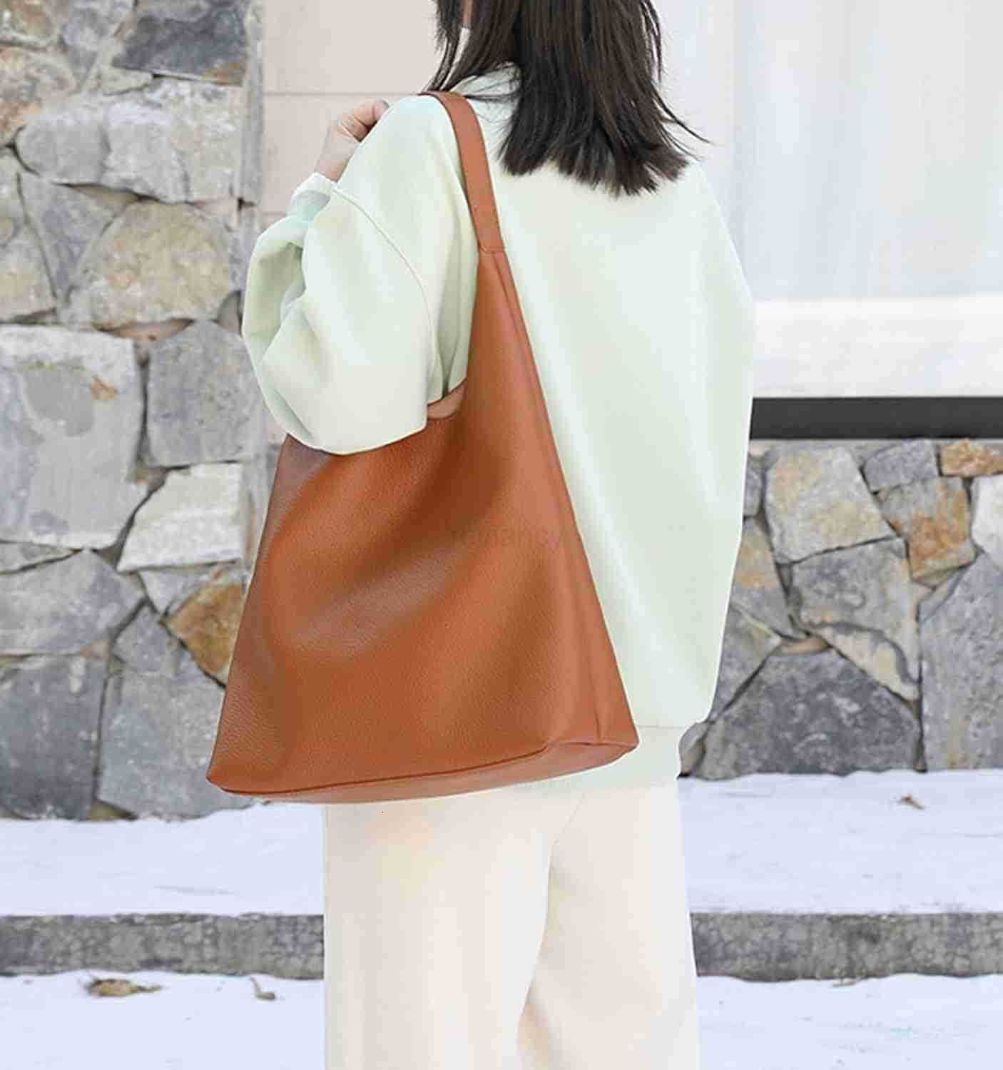 2025 Slouchy Tote Bag for Women Leather Hobo Bag Soft Vegan Leather Tophandbag Shoulder Bag Handbag Underarm PurseW250930