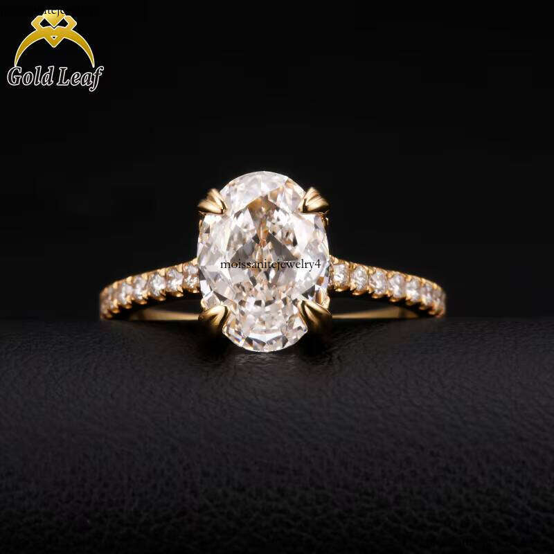Leaf Jewelry LGl Oval Cut VVS Lab Grown Engagement Luxurious Women's Gold Wedding Ring