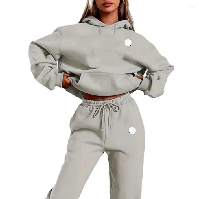 Women hooded sweatshirt yoga two-piece set with letter print top, autumn long sleeve pullover hoodie and high-waisted long pants, suitable for outdoor