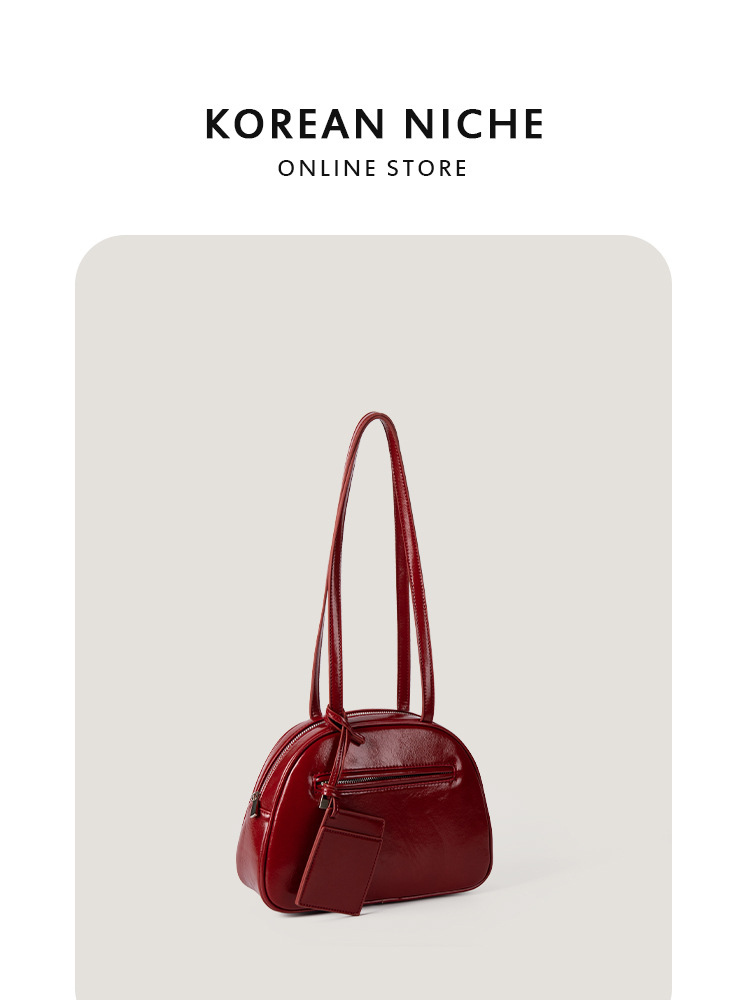 Autumn New Korean Style Fashionable Versatile High-End Saddle Handbag With Patent Leather Texture Crossbody & Armpit Bag