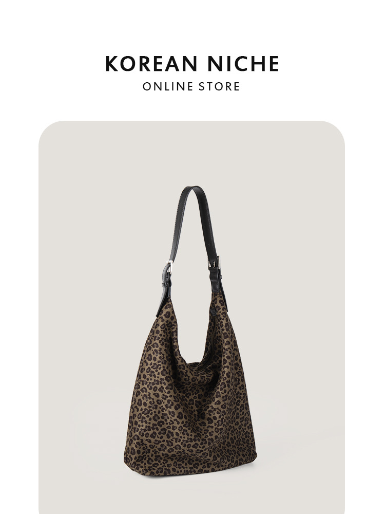 New Japanese And Korean INS Niche Lazy Style Lightweight Large-Capacity Leopard Print Single-Shoulder Casual Versatile Tote Bag