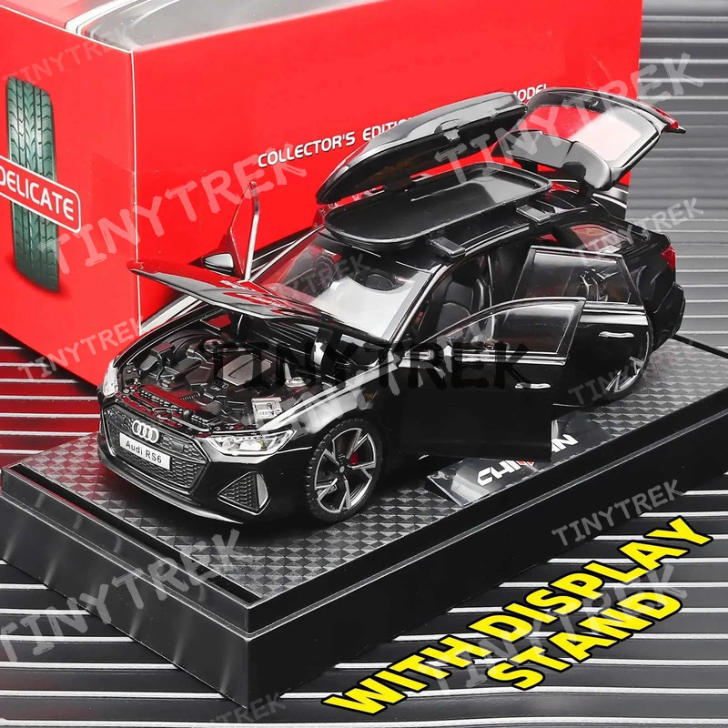 1 32 RS6 Model Car Black Edition Customized Kids Realistic Simulation Diecast Metal Perfect Gift for Boys Y240809