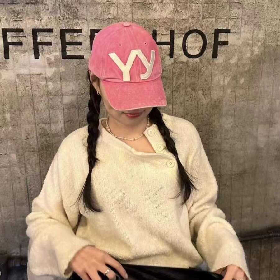 Korean Openyy Vintage Letter Embroidery Print Baseball for Men and Women, Face Slimming Sunshade Cap