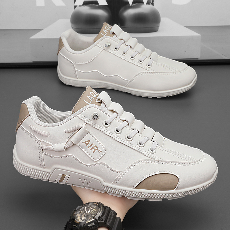 free shipping designer shoes Soft soled trendy student leather breathable casual men's shoes white brown