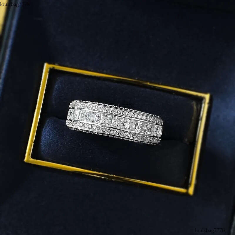 US Size 5-9 Jewelry Real 100% Sterling Sier Princess Cut White Moissanite Dia Gemstones Party Women Wedding Engagement Band Ring For Lover Gift