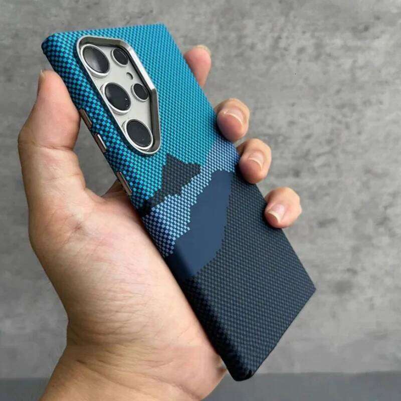 Carbon Fiber Texture Plastic Magsafe Magnetic Case For Samsung S25 S24 S23 Ultra Plus Armor Alloy Lens Protect Cover