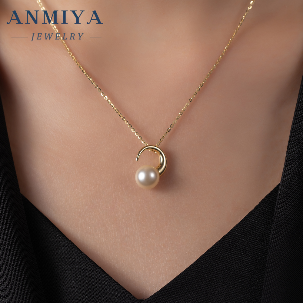 18K Gold Plated Adjustable Necklace for Unisex 925 Sterling Silver Pendant with Freshwater Pearl Zircon Stylish Trendy Necklace