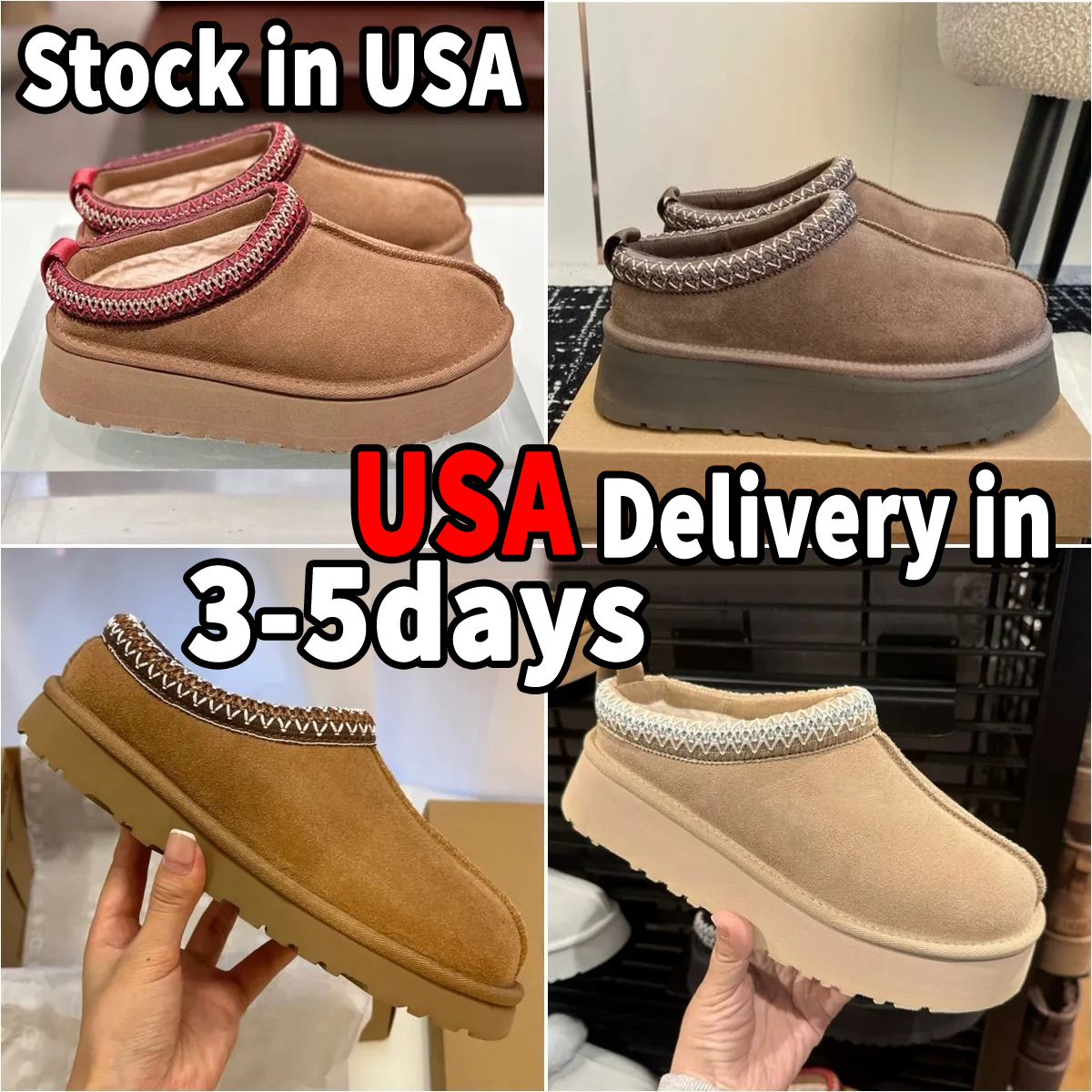 Tasman Slippers Designer Shoes Platform Slides Snow Boots Designer Womens Tazz Ultra Mini Chestnut Wool Slides Fluffy Leather Women Slider best quality fast ship