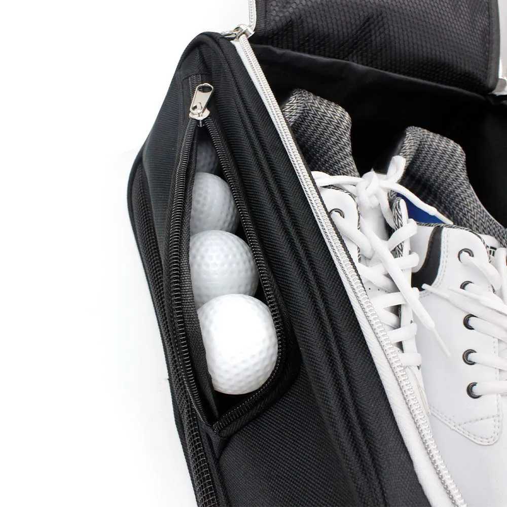 Golf Shoe Bag for Travel Zippered Sport Shoe Carrier Bags with Side Accessory Pockets for Tees Golf Balls J250930