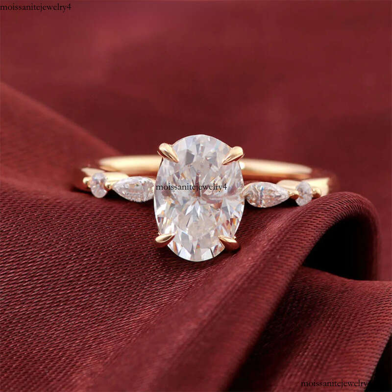 Wholesale Price Jewelry 10k/14k/ Solid Real Gold 1ct/2ct/3ct D VVS Oval Moissanite Dia Engagement Ring For Women