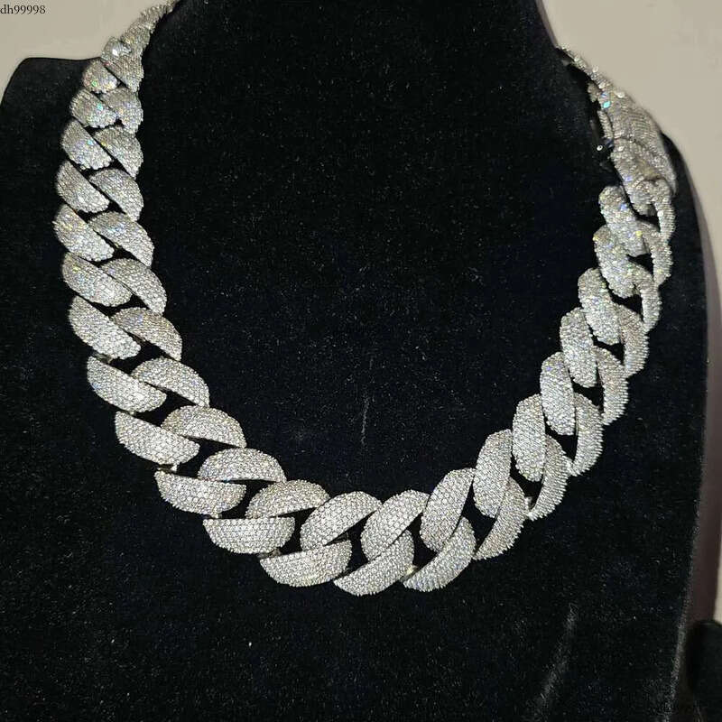 Top jewelry necklaceDesigner necklaceHip-Hop Iced Out White VVS Sterling Sier26 Cubic Zirconia Four row drillCuban Chain Necklace for Men