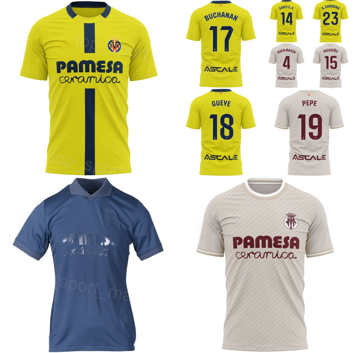 Club 2025-26 Men Villarreal Soccer Jersey 17 BUCHANAN 19 PEPE 18 GUEYE 15 MOURINO 1 JUNIOR 23 CARDONA 4 RAFA MARIN 14 COMESANA PEDRAZA RENATO VEIGA Football Shirt Kits
