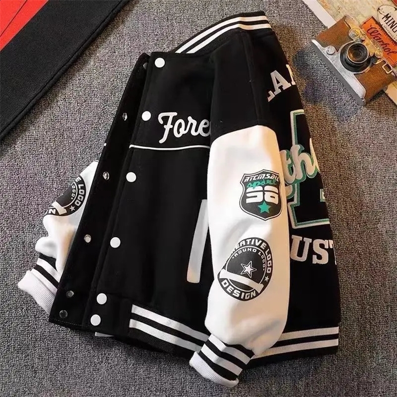 Boys bomber jacket childrens spring and autumn letter printed jacket childrens street clothing college baseball uniform Coats 5-12 years 241120bj