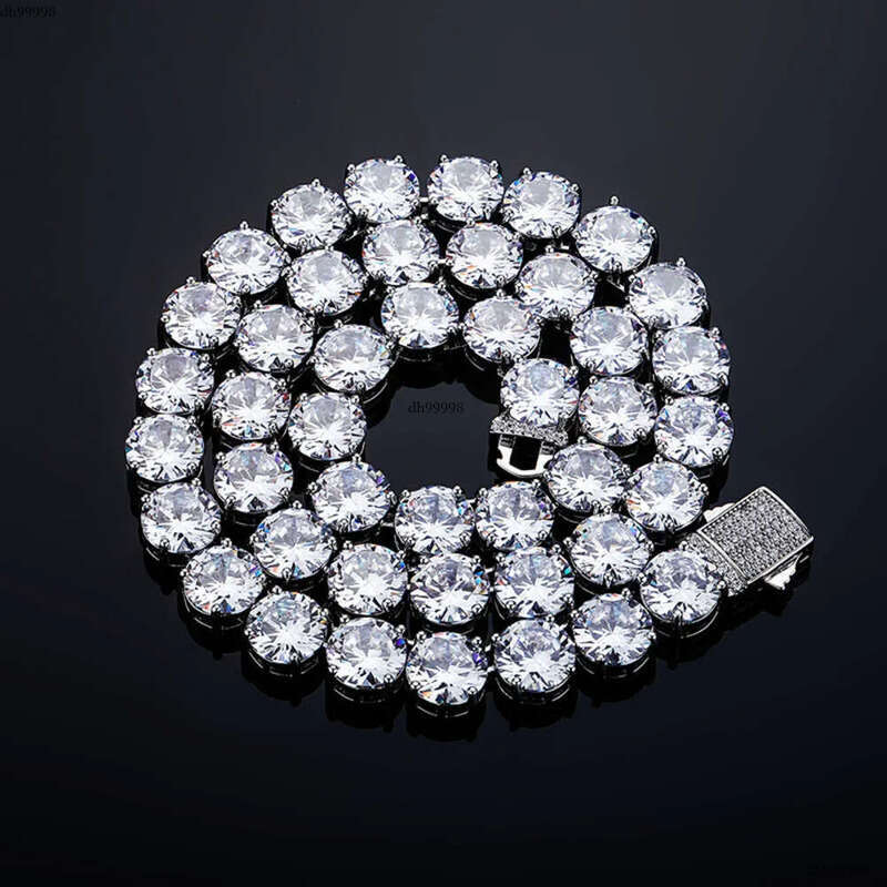 Wholesale Hip Hop 10K 14K VVS VS Lab Grown Dia Link 9mm 10mm Sterling Sier Moissanite Tennis Chain Necklaces