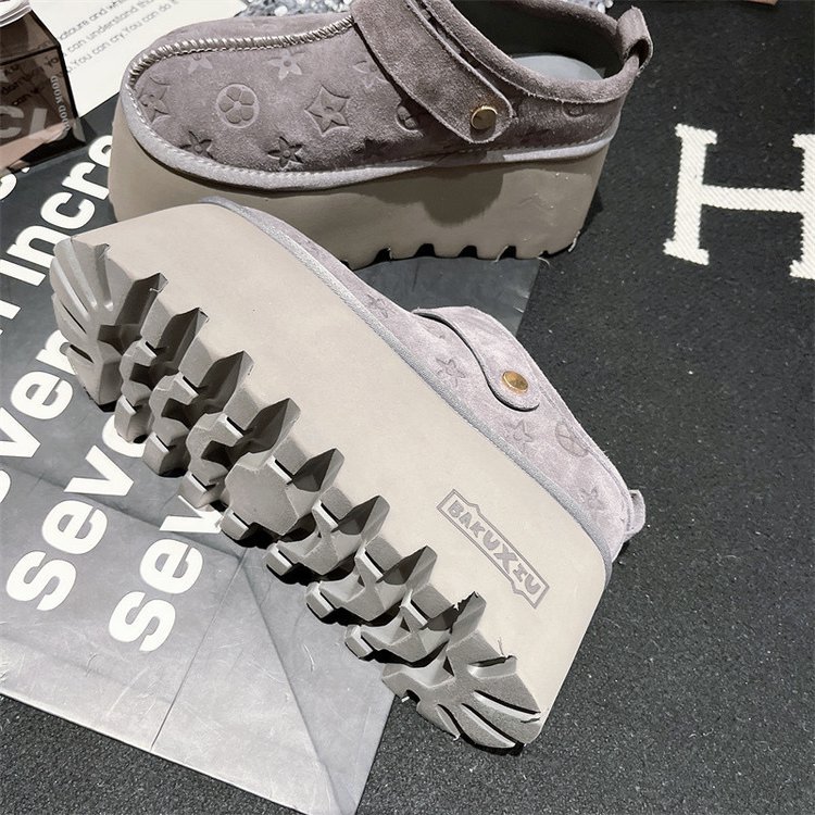 Free Shipping Designer New Series 7cm Platform Casual Shoes Fashion Print Ankle Boots Frosted High Quality Texture Grey Apricot Maroon