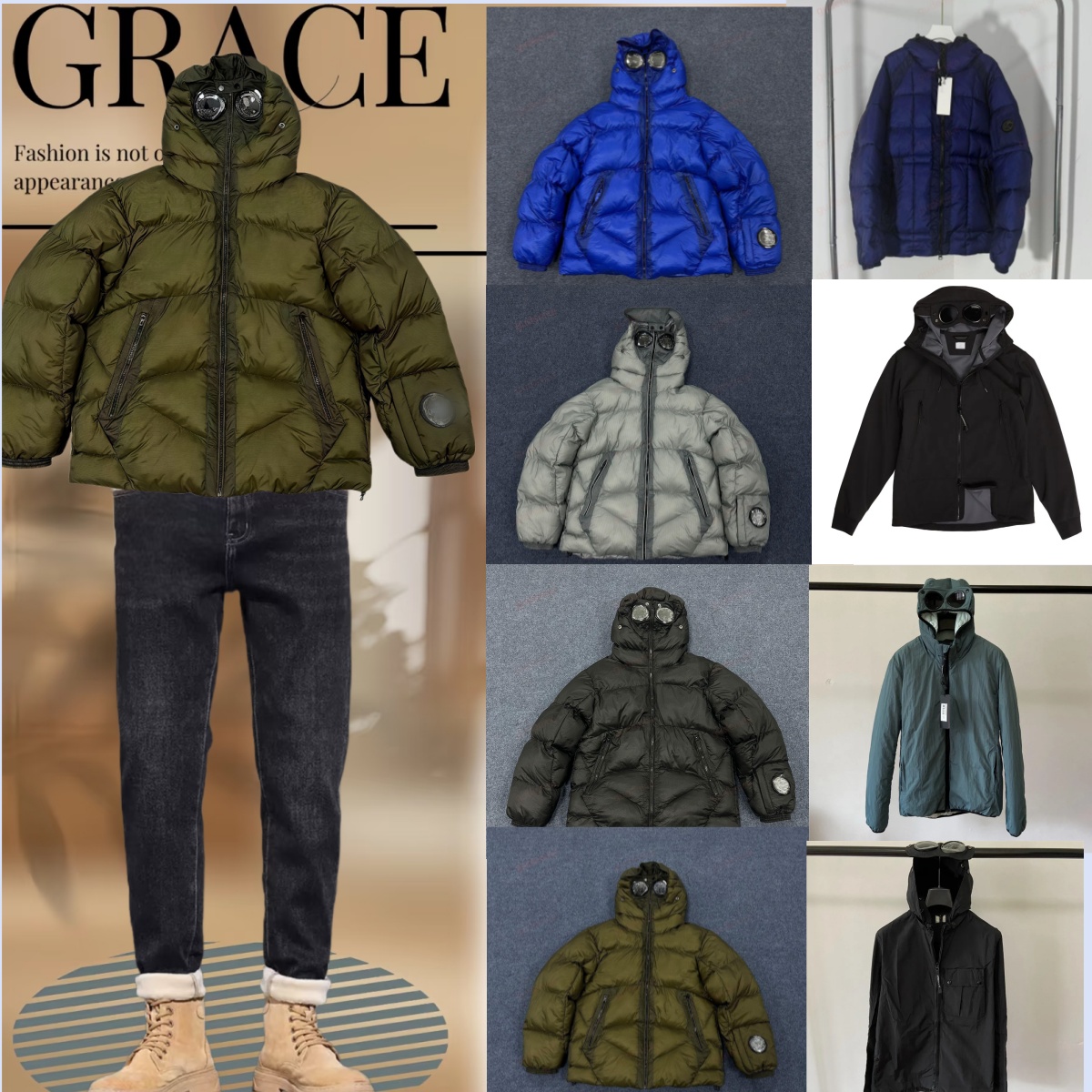 Mens designer jackets puff jackets classic glasses fashion company couple cotton padded jacket British style