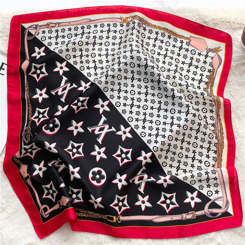 Online Live Broadcast with Goods Silk Scarves Womens New Versatile Decorative Scarf Simulation Silk Scarf Small Square 70cm Shawl Women H250930