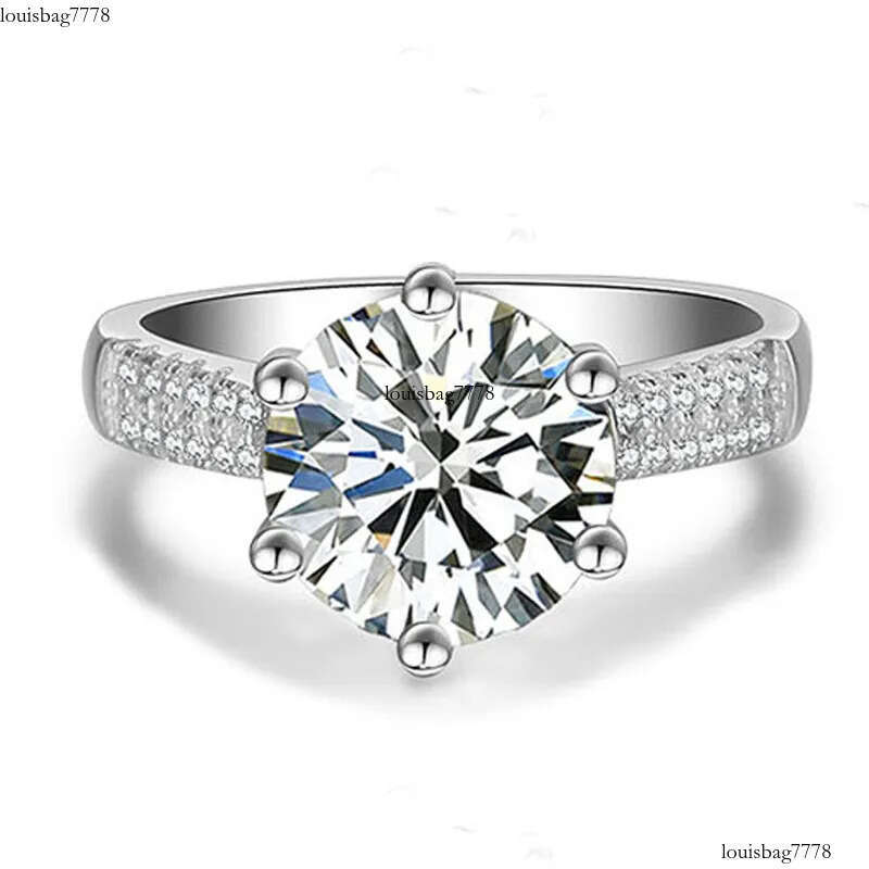 2025 Rulalei Brand 3CT Round Cut White Moissanite Dia Jewelry 100% Sterling Sier Party Eternity Women Wedding Engagement Band Ring Gift