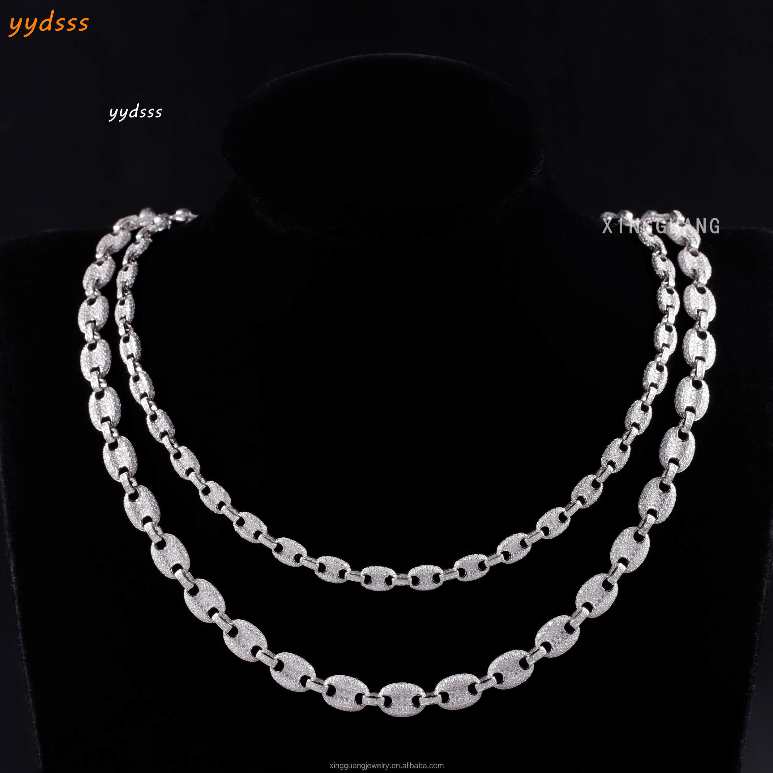 High Quality Hip Hop Jewelry Moissanite Chain 925 Sterling Silver 6mm 8mm Iced Out Moissanite Pig Nose Cuban Link Chain