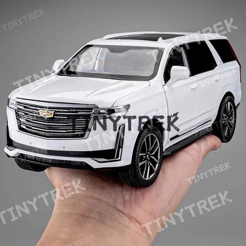 1 24 Cadillac Escalade SUV Alloy Car Diecast Metal Model Sound Light Toy Computer Desktop Ornaments Children Gift SimulationXJ241221