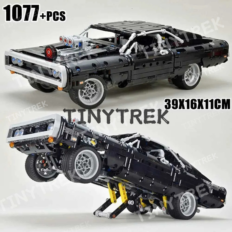 1077PCS Car Dodge Charger sports car building block model in the movie Speed Fury racing brick toy gift for kidsY250723