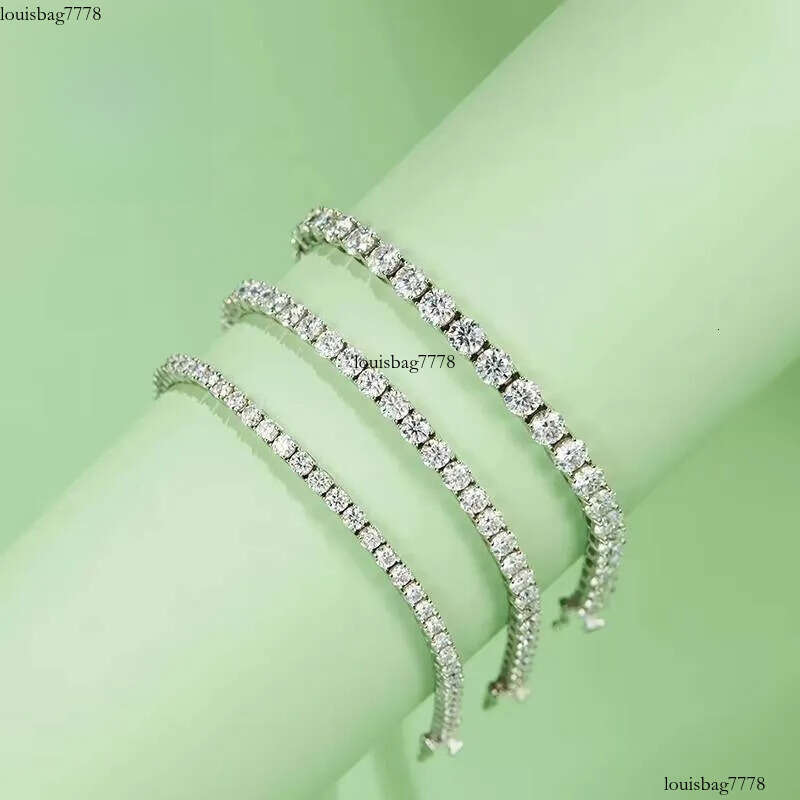 Sier Hip Hop Fine Jewelry Round Brilliant Cut Moissanite Dia 3mm-5mm Tennis Chain Bracelet/necklace for Men and Women