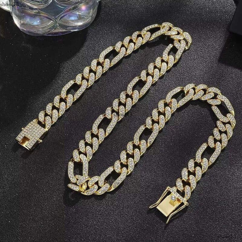 DHgate Iced Out Cuban Link Chain for Men Women Hip Hop Bling Rhinestone Choker Necklace Adjustable Fashion Jewelry Sier Color 1 Piece 18mm Width